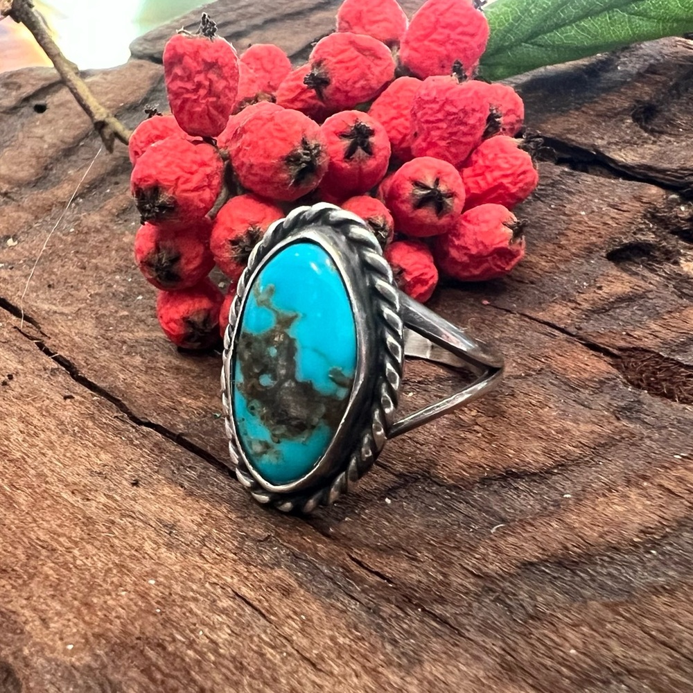 Navajo Native American Blue Turquoise Ring Maisel’s Indian Trading Post Oval